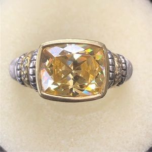 JR Two Judith Ripka 925 Silver & 18k Gold Canary Crystal Diamonds